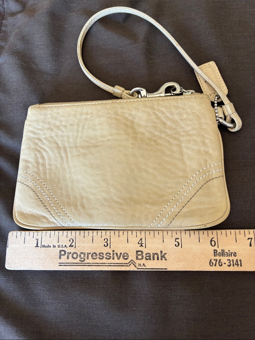 Coach Beige Leather Wristlet Clutch - Classic Neutral Women's - Picture 5 of 6